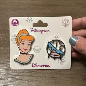 Disneyland Paris Cinderella 2 Pin Set - Princess Cinderella & Glass Slipper DLP
